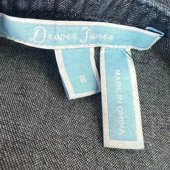 DraperJames Chambray Ruffle Shift Dress Sz 8 - Picture 10 of 14